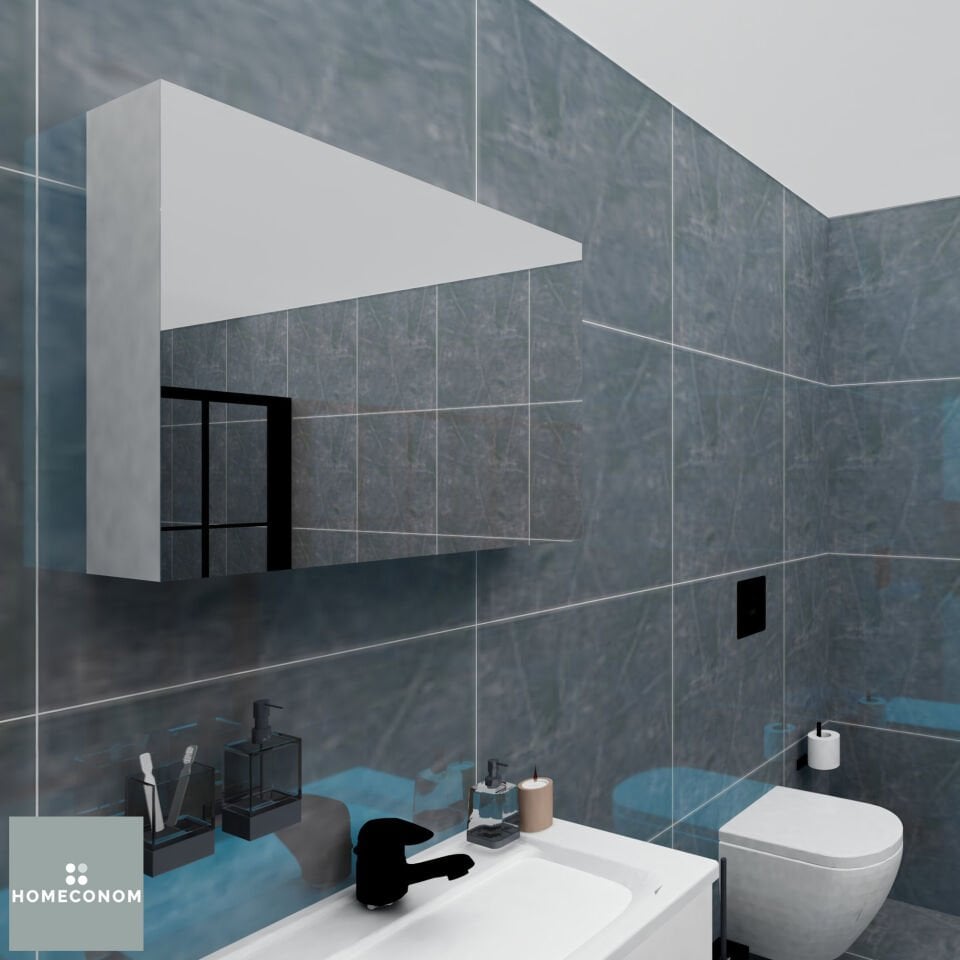 REGNUM 65 Etajerli Lavabolu Parlak Beyaz Banyo Dolabı