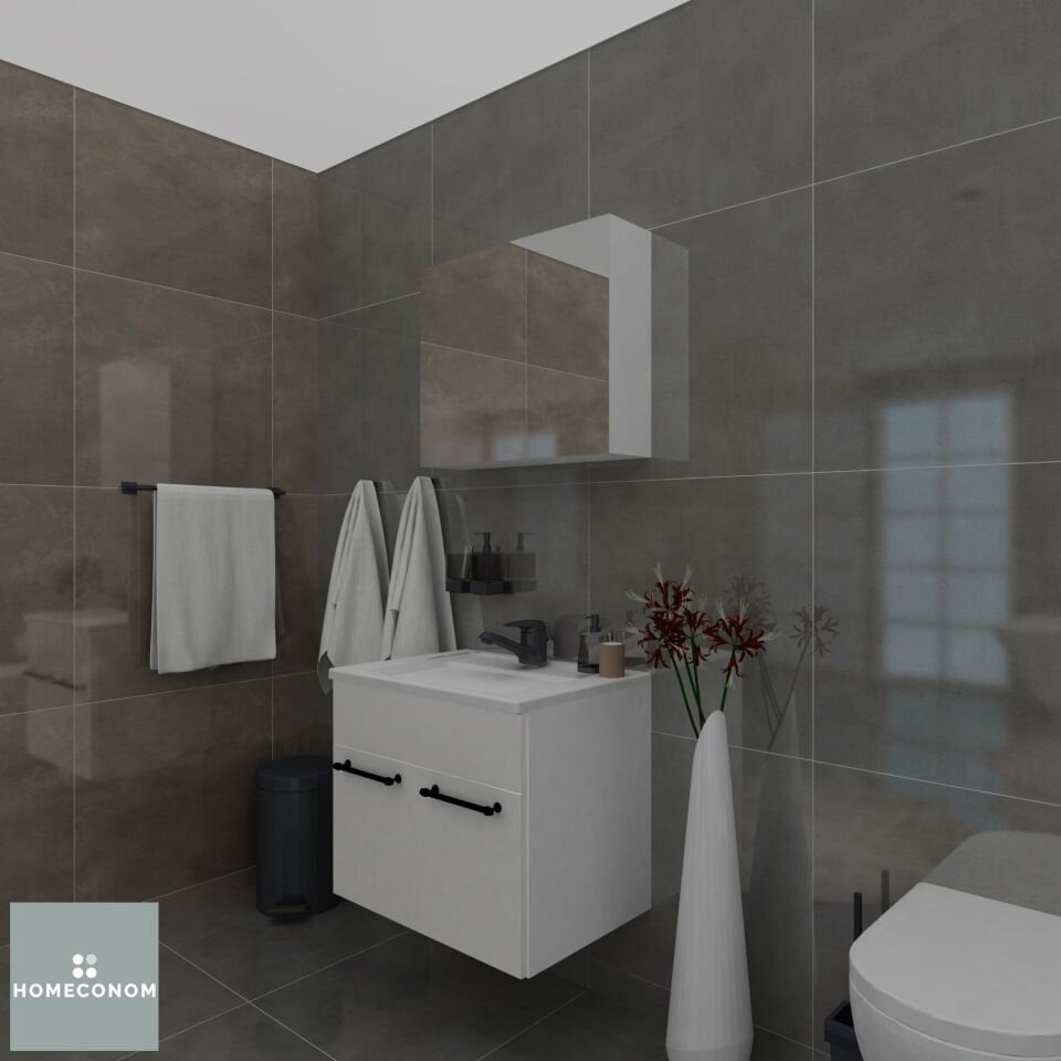 REGNUM 65 Etajerli Lavabolu Parlak Beyaz Banyo Dolabı