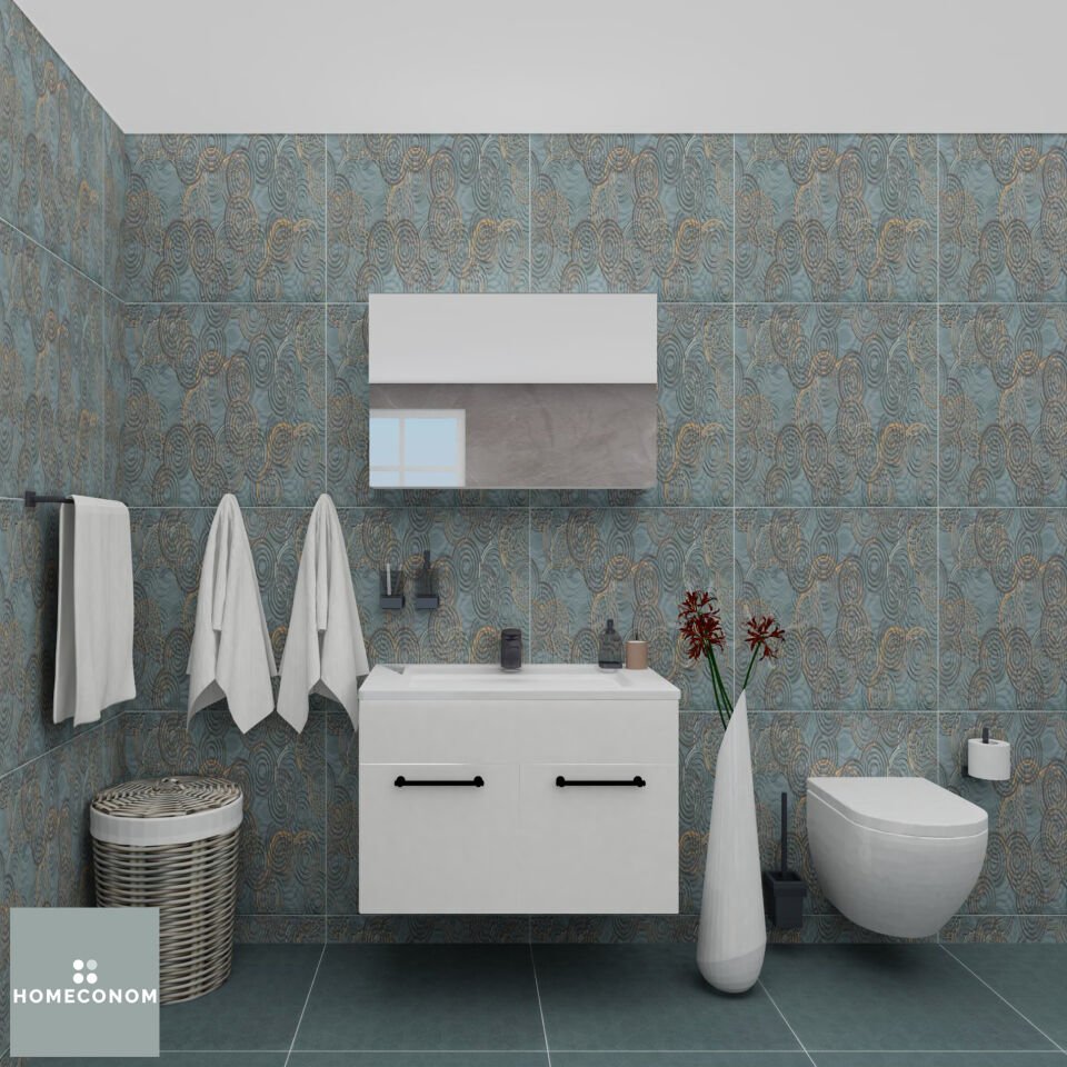 REGNUM 80 Etajerli Lavabolu Parlak Beyaz Banyo Dolabı