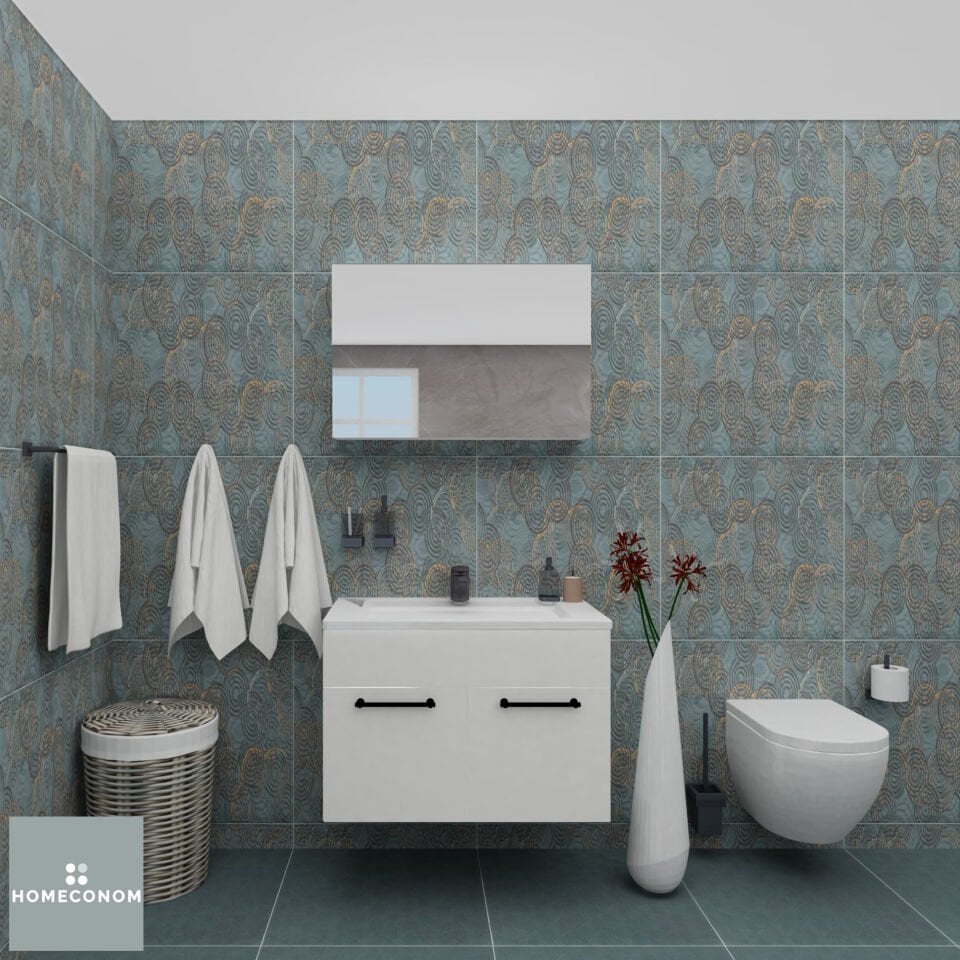 REGNUM 80 Etajerli Lavabolu Parlak Beyaz Banyo Dolabı