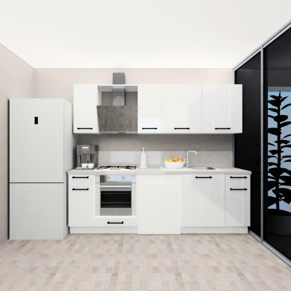 Angkor Baker 250 cm Parlak Beyaz MDF Lam Mutfak Dolabı
