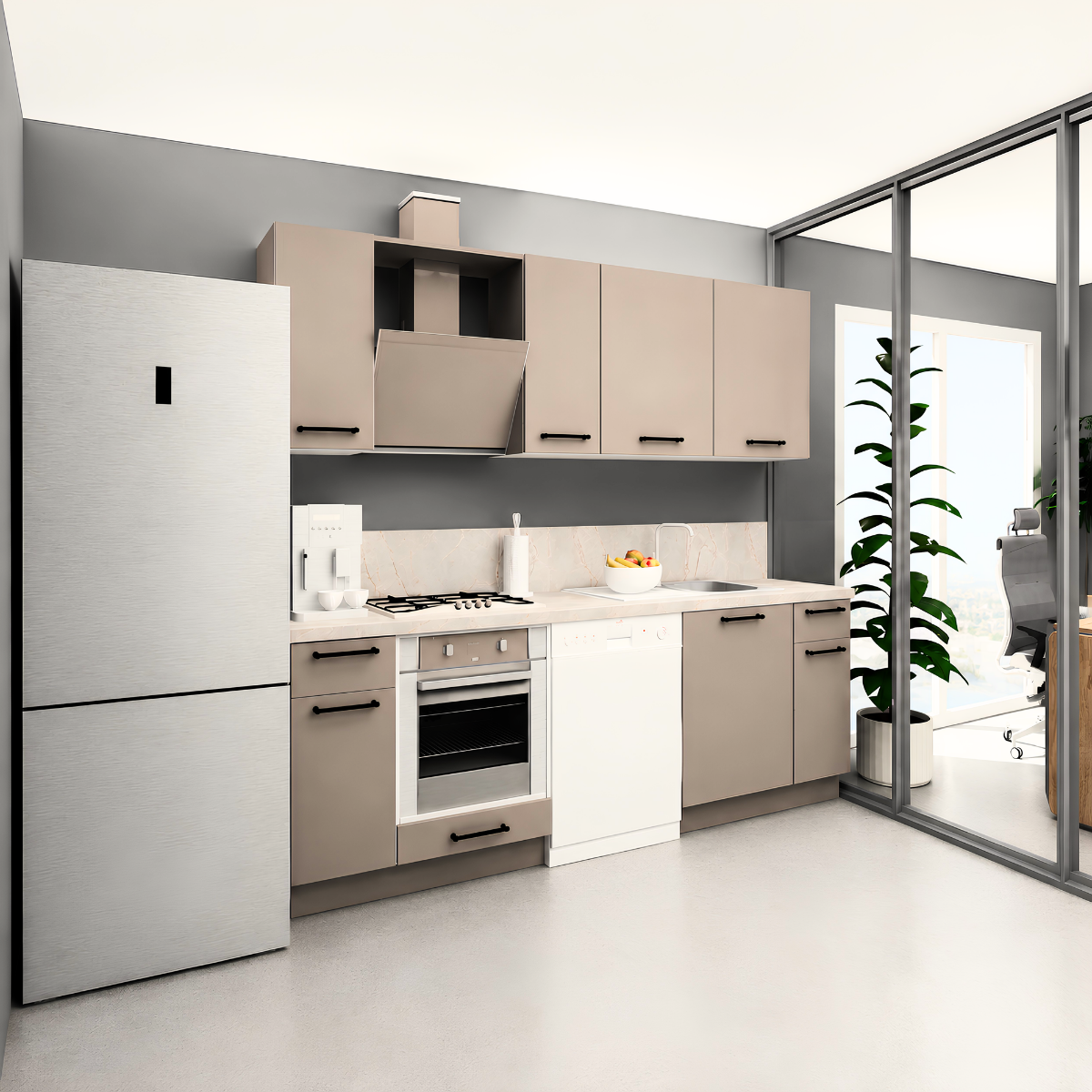 Modus Baker 250 cm Mat Vizon MDF Lam Mutfak Dolabı