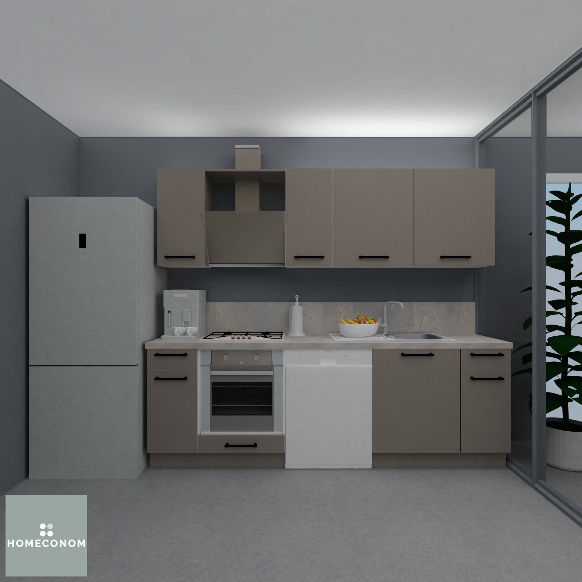 Modus Baker 250 cm Mat Vizon MDF Lam Mutfak Dolabı