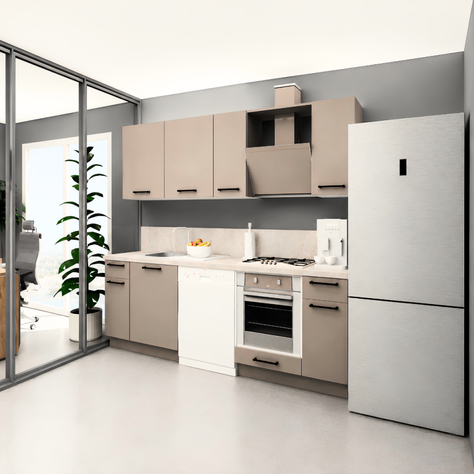 Ellora Baker 250 cm Mat Vizon MDF Lam Mutfak Dolabı