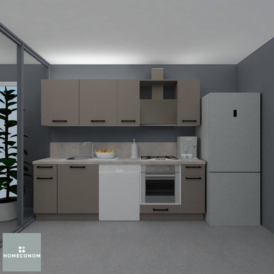 Ellora Baker 250 cm Mat Vizon MDF Lam Mutfak Dolabı