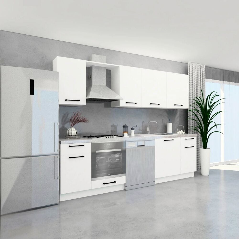 Angkor Baker 270 cm Parlak Beyaz MDF Lam Mutfak Dolabı