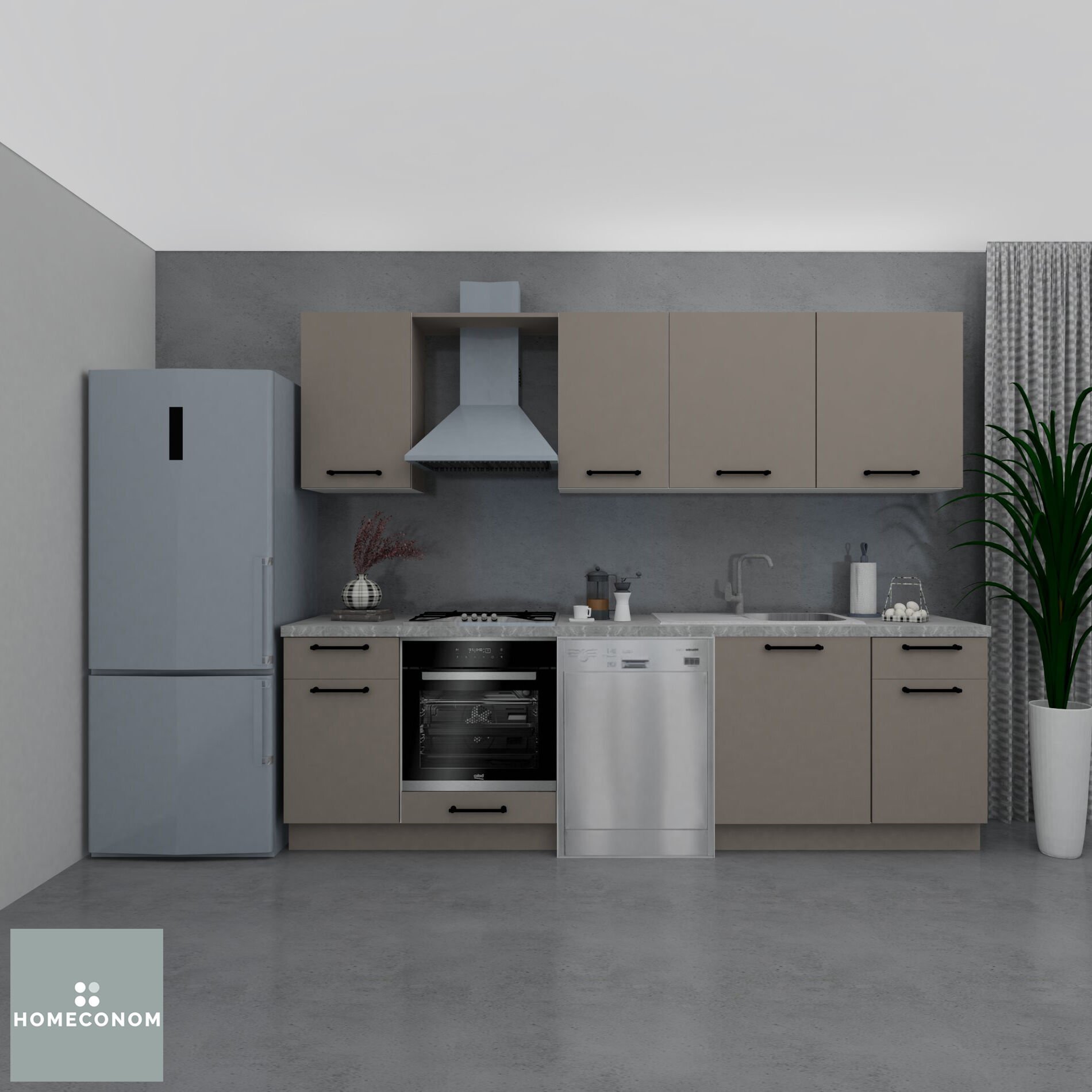 Modus Baker 270 cm Mat Vizon MDF Lam Mutfak Dolabı