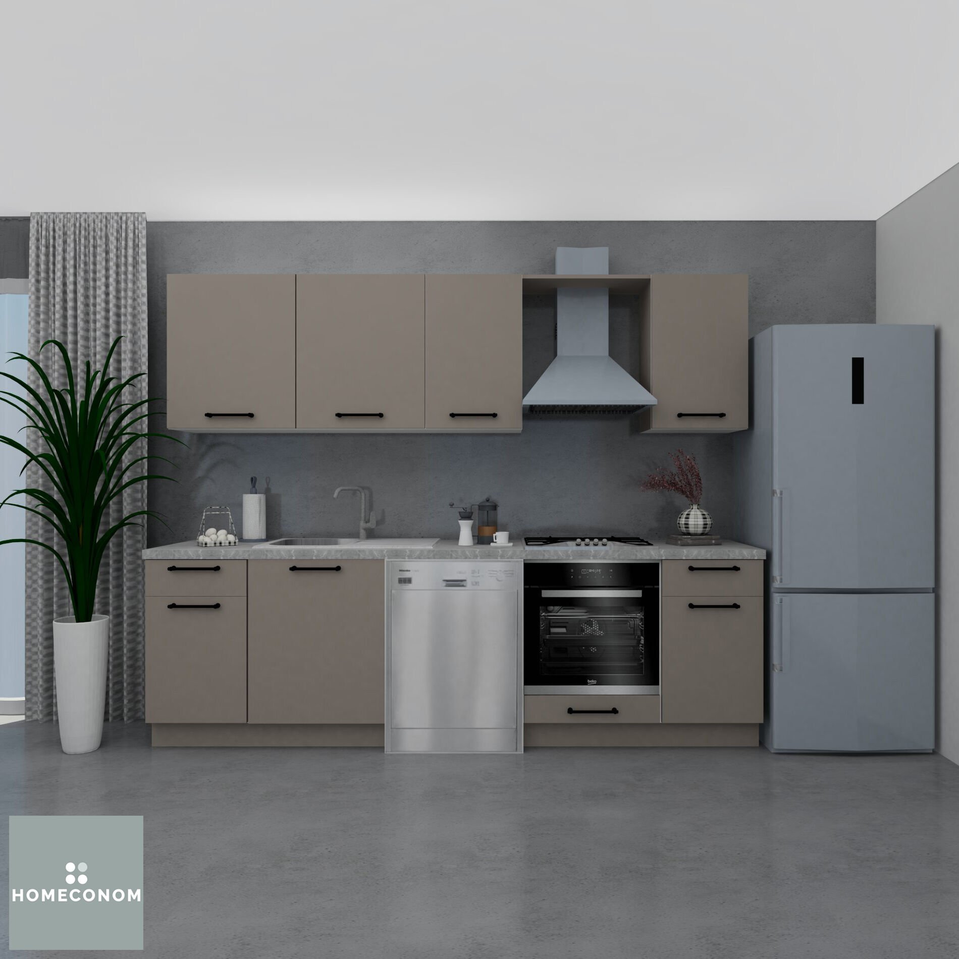 Ellora Baker 270 cm Mat Vizon MDF Lam Mutfak Dolabı