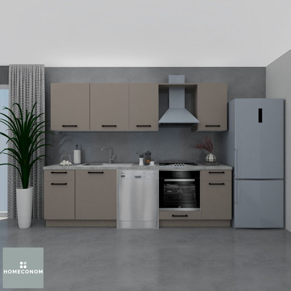 Ellora Baker 270 cm Mat Vizon MDF Lam Mutfak Dolabı