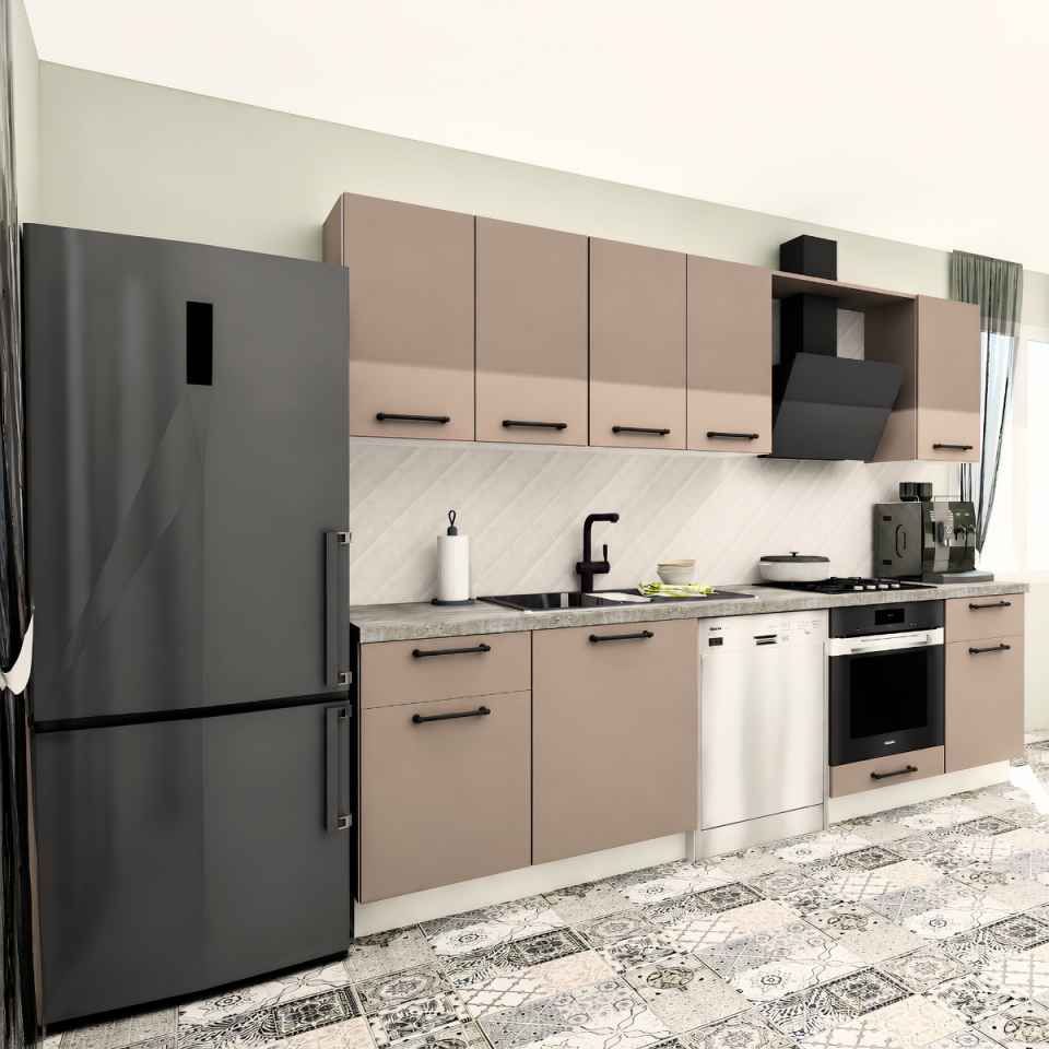 Ellora Baker 280 cm Mat Vizon MDF Lam Mutfak Dolabı