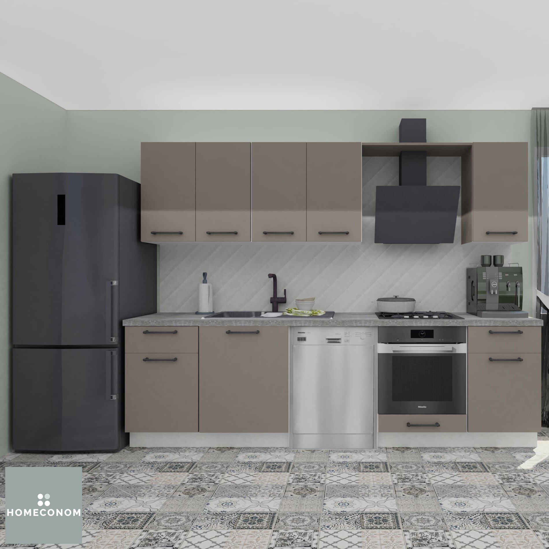 Ellora Baker 280 cm Mat Vizon MDF Lam Mutfak Dolabı