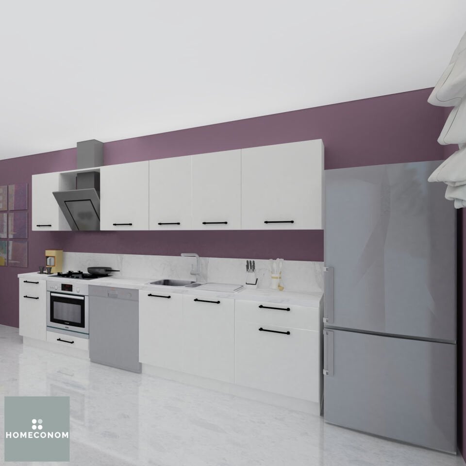 ANGKOR BAKER 315 MDFlam Parlak Beyaz Mutfak