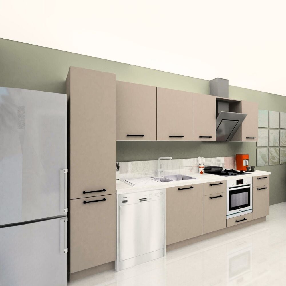Ellora Pantery 315 cm Mat Vizon MDF Lam  Mutfak Dolabı