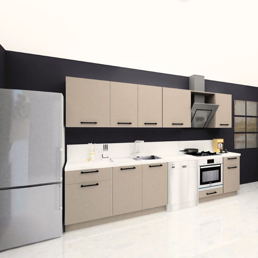 Ellora Baker 315 cm Mat Vizon MDF Lam Mutfak Dolabı