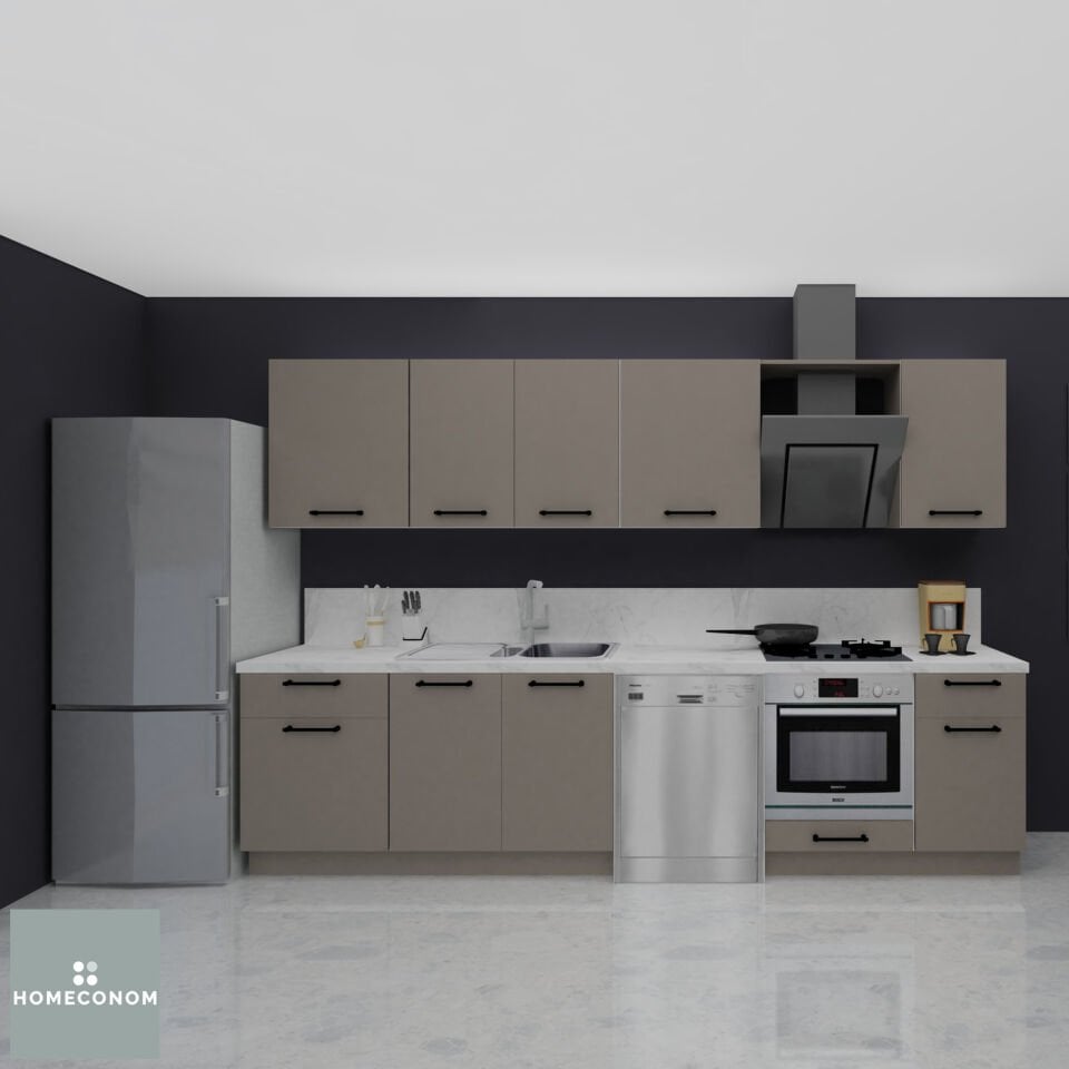 Ellora Baker 315 cm Mat Vizon MDF Lam Mutfak Dolabı