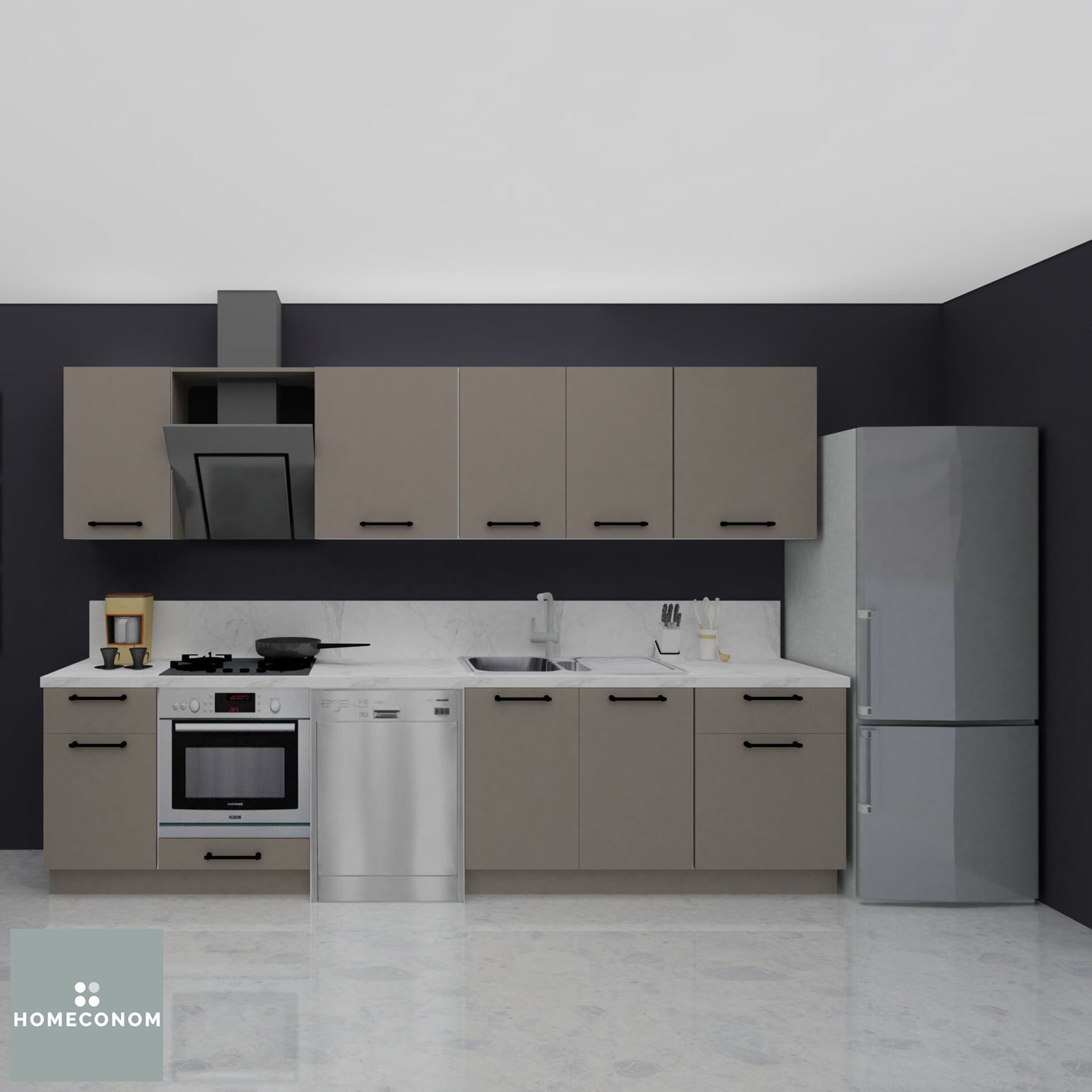 Modus Baker 315 cm Mat Vizon MDF Lam Mutfak Dolabı