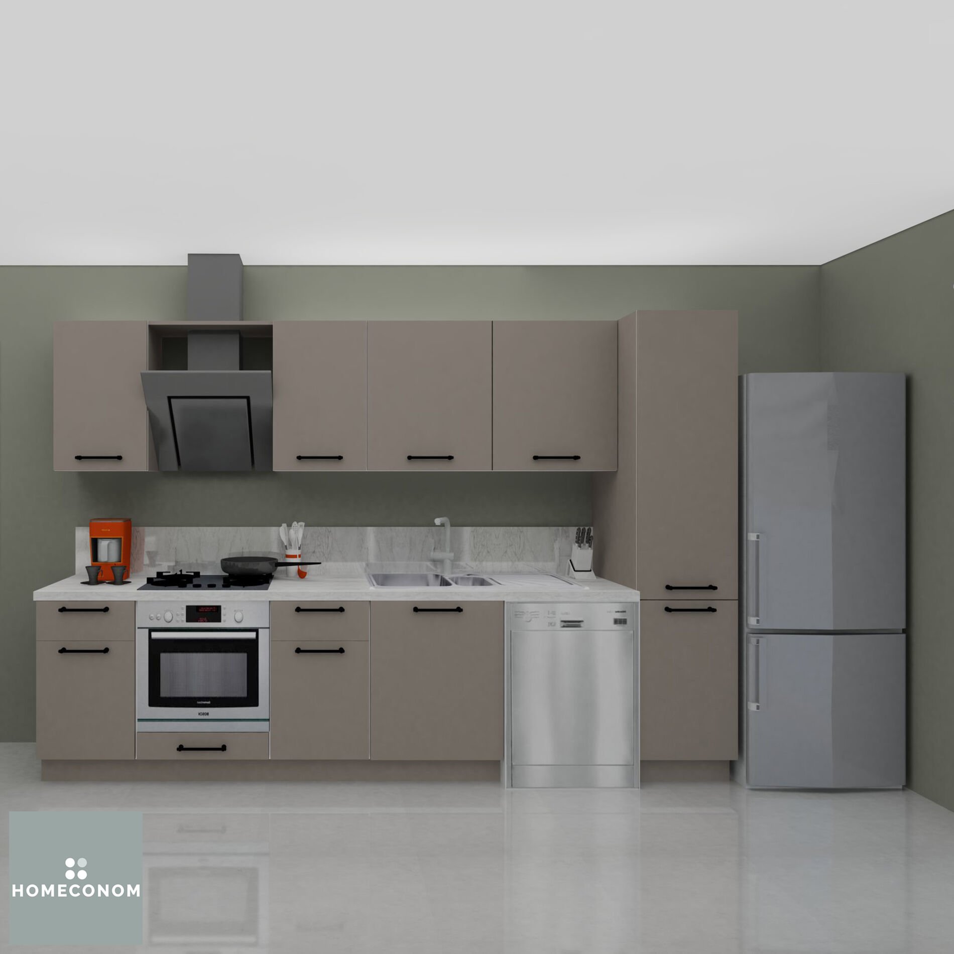 Modus Pantery 315 cm Mat Vizon MDF Lam Mutfak Dolabı