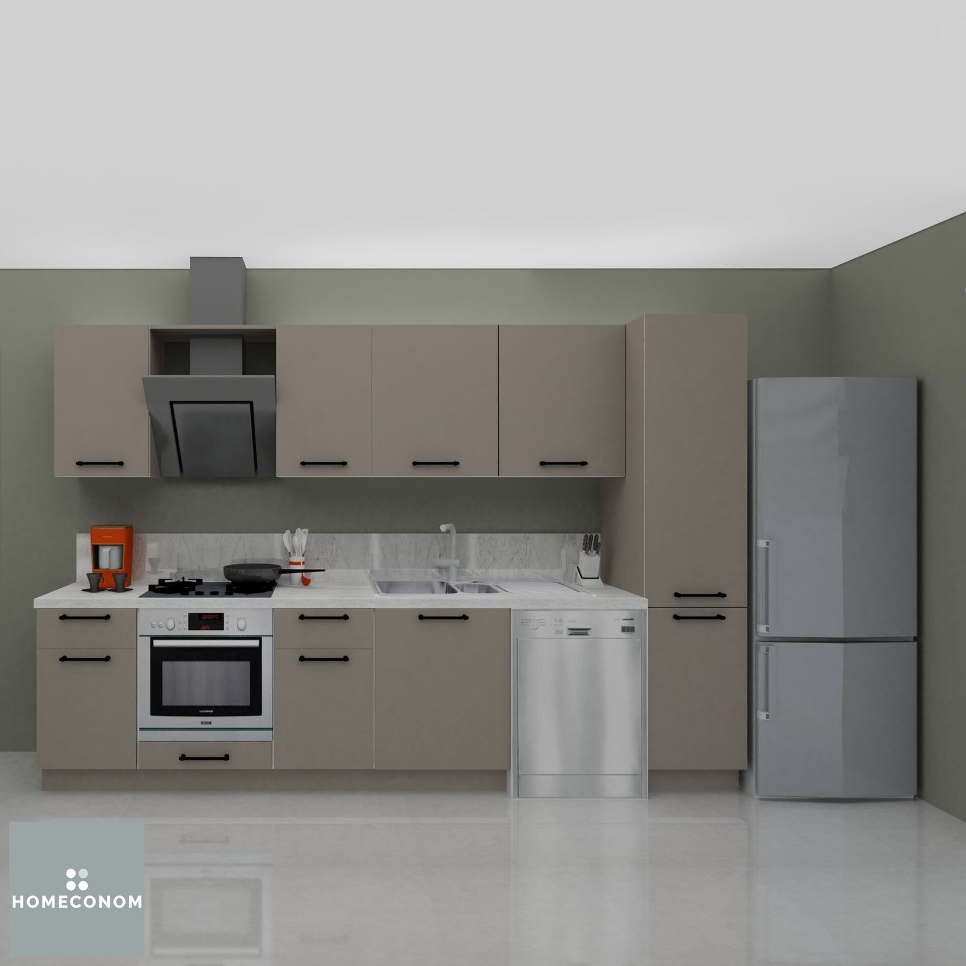 Modus Pantery 315 cm Mat Vizon MDF Lam Mutfak Dolabı