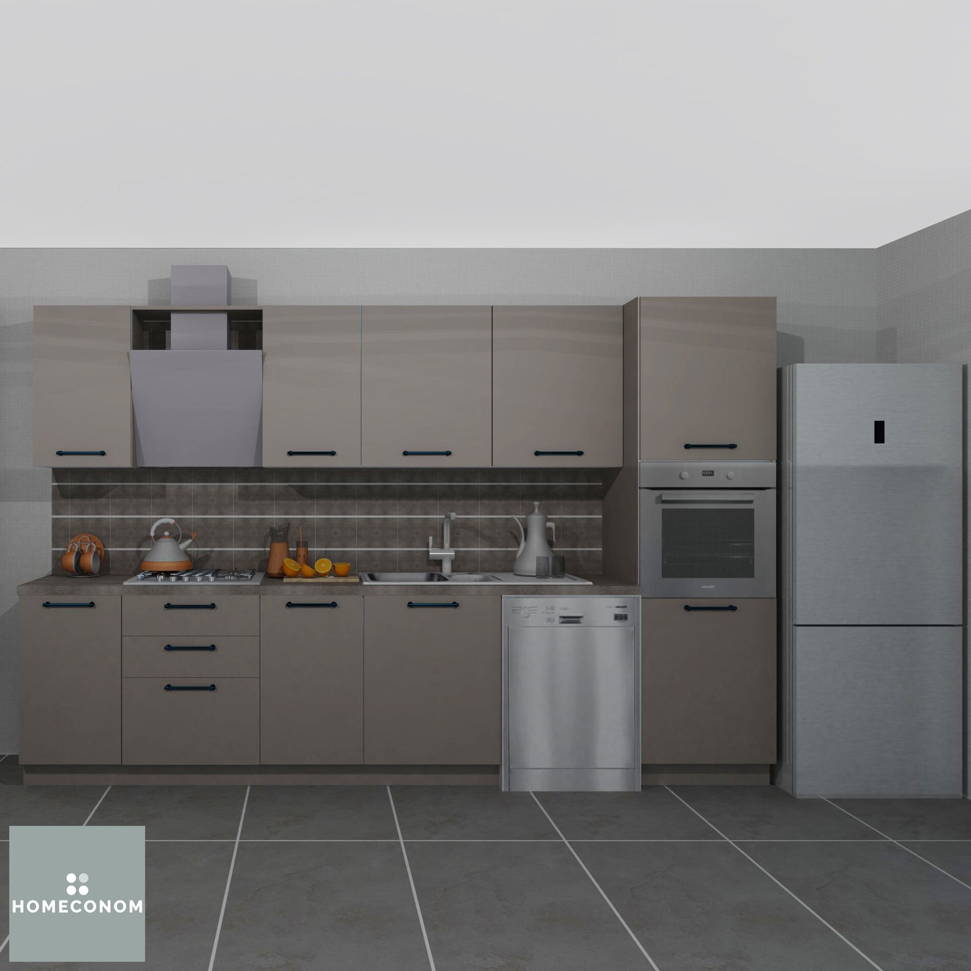 Modus Pantery 330 cm Mat Vizon MDF Lam Mutfak Dolabı