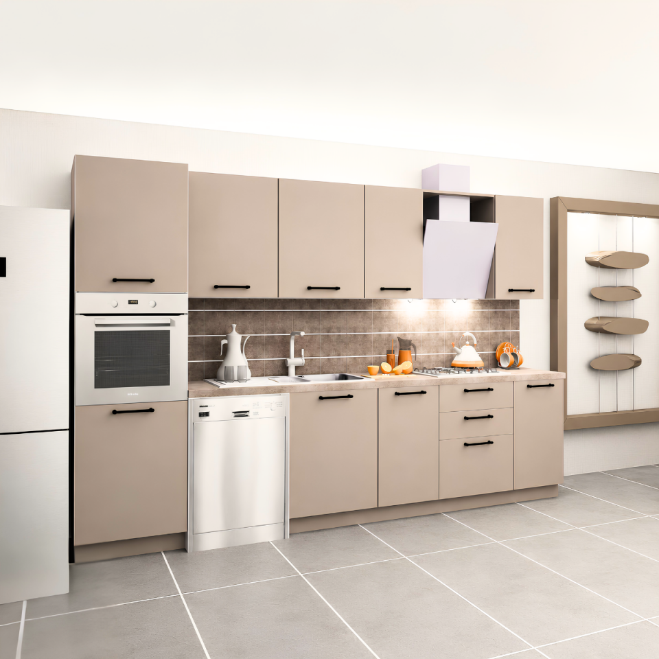 Ellora Pantery 330 cm Mat Vizon MDF Lam Mutfak Dolabı