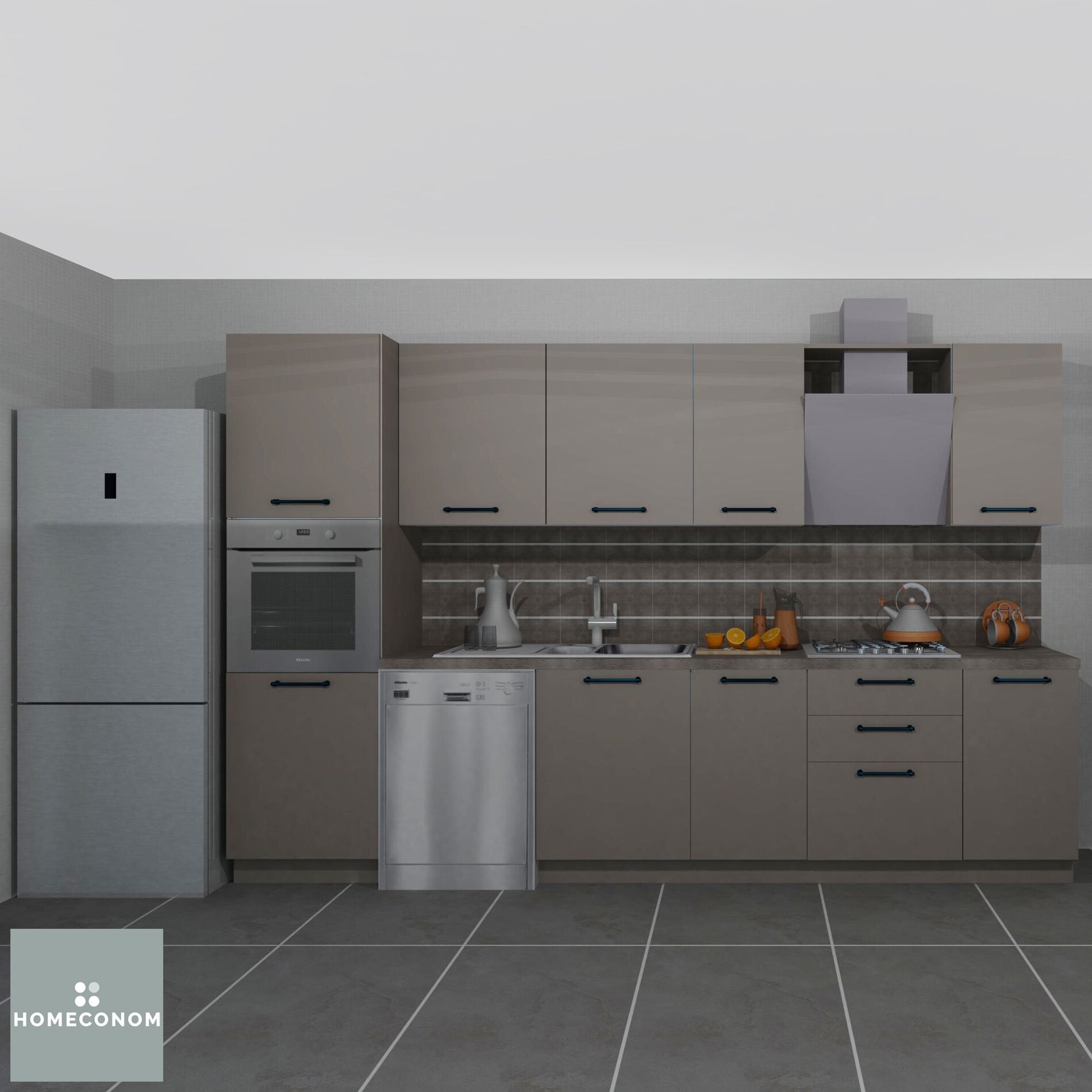 Ellora Pantery 330 cm Mat Vizon MDF Lam Mutfak Dolabı