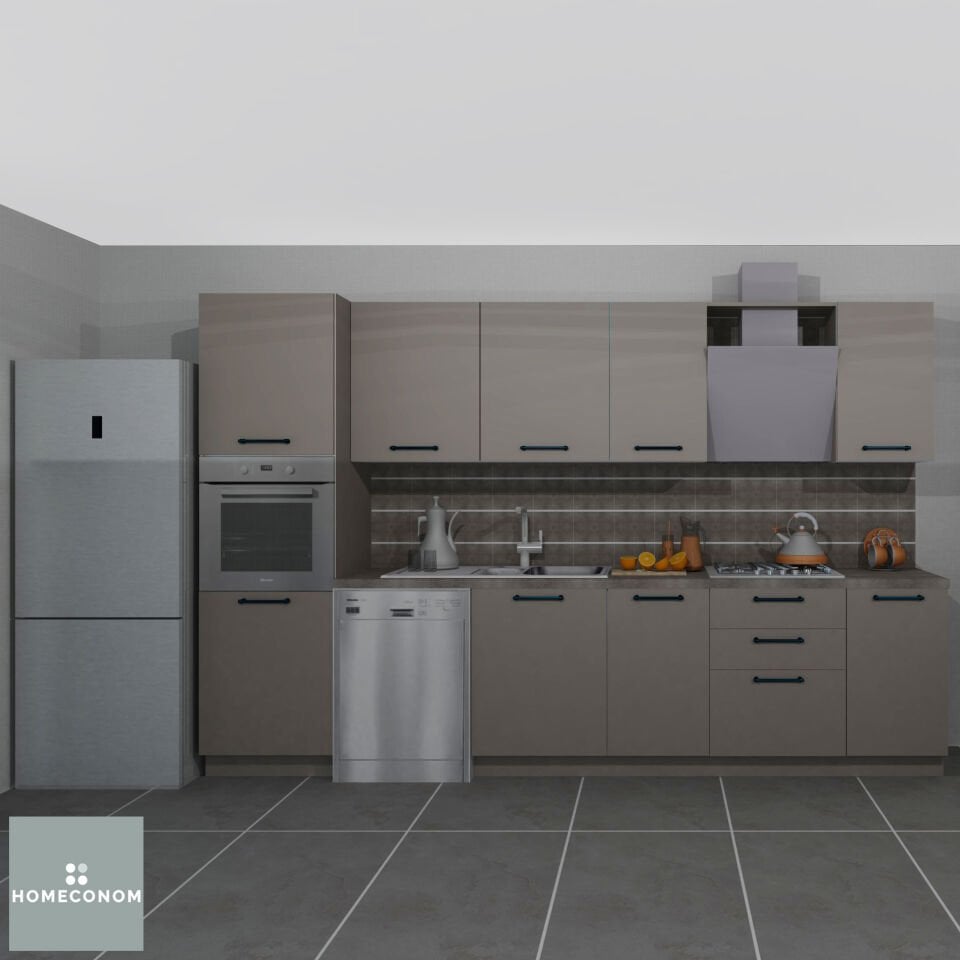 Ellora Pantery 330 cm Mat Vizon MDF Lam Mutfak Dolabı