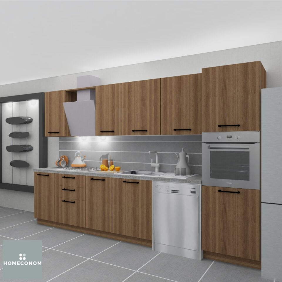 PETRA PANTERY 330 MDFlam Mat Ceviz Mutfak