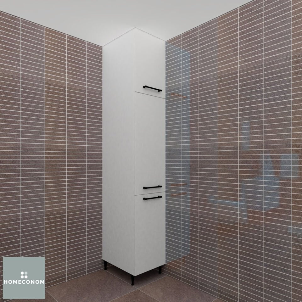 LOMBARD 45 MDF Lam Parlak Beyaz Havlu ve Depolama Ünitesi