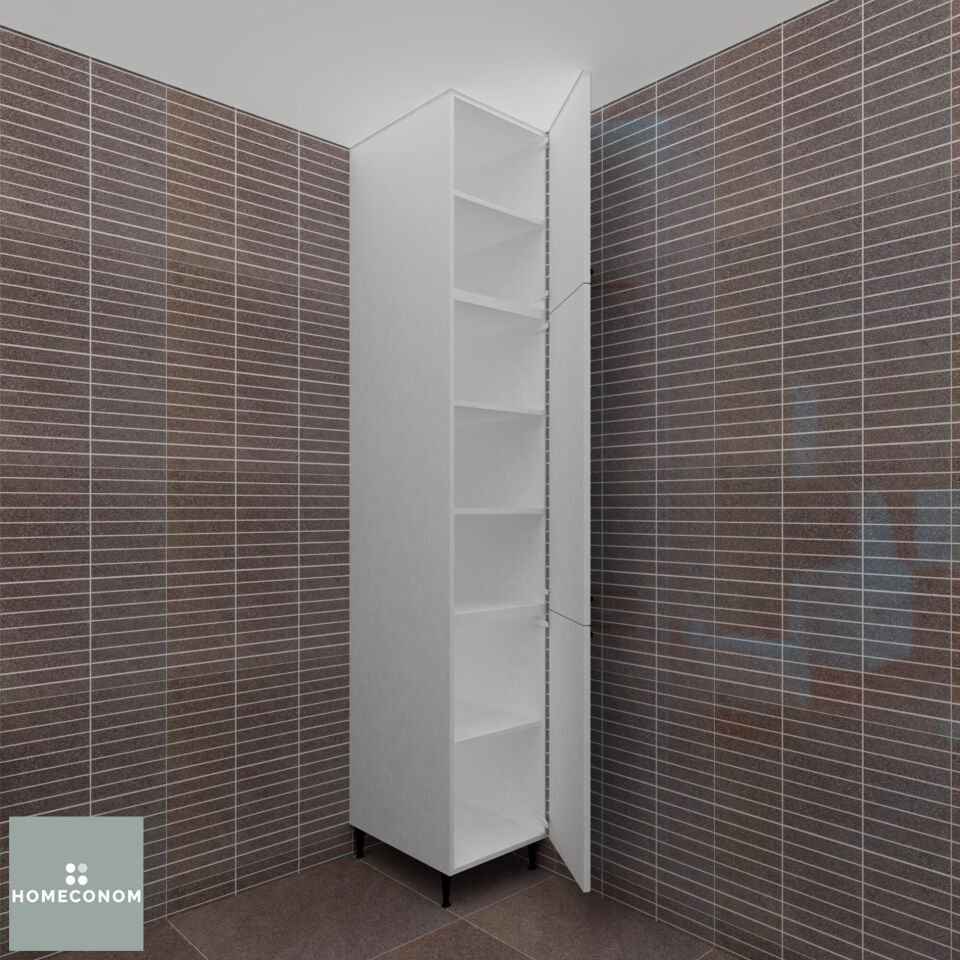 LOMBARD 45 MDF Lam Parlak Beyaz Havlu ve Depolama Ünitesi