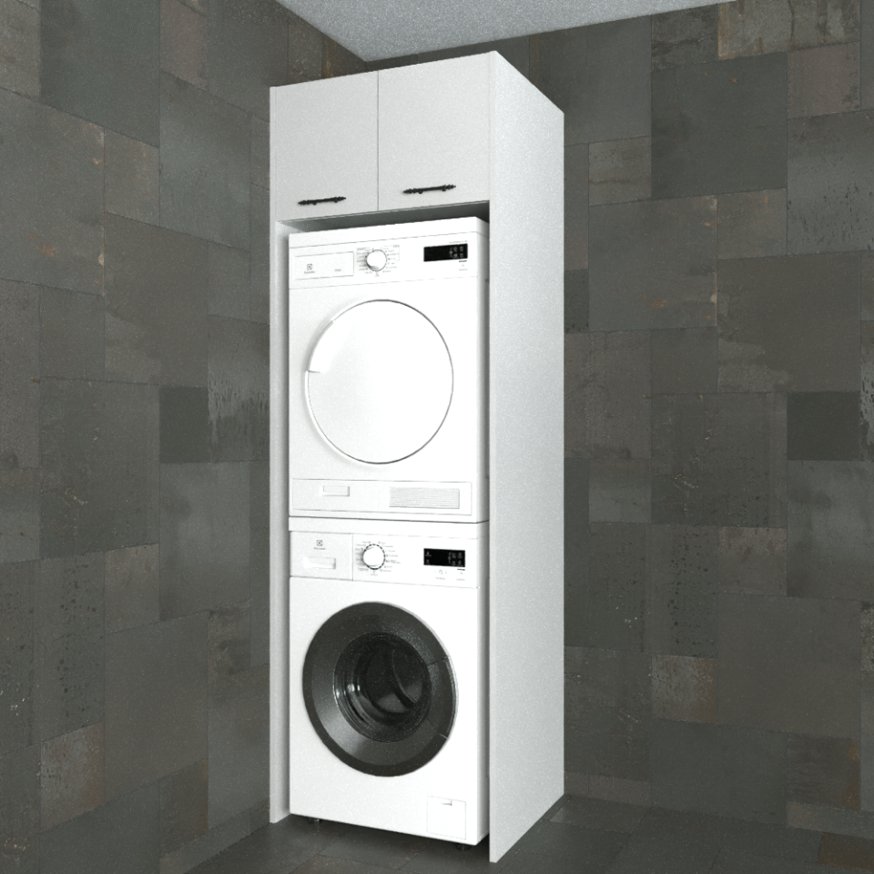 Ventre-M 70 cm Parlak Beyaz MDF Lam Çamaşır Ve Kurutma Makinesi Dolabı