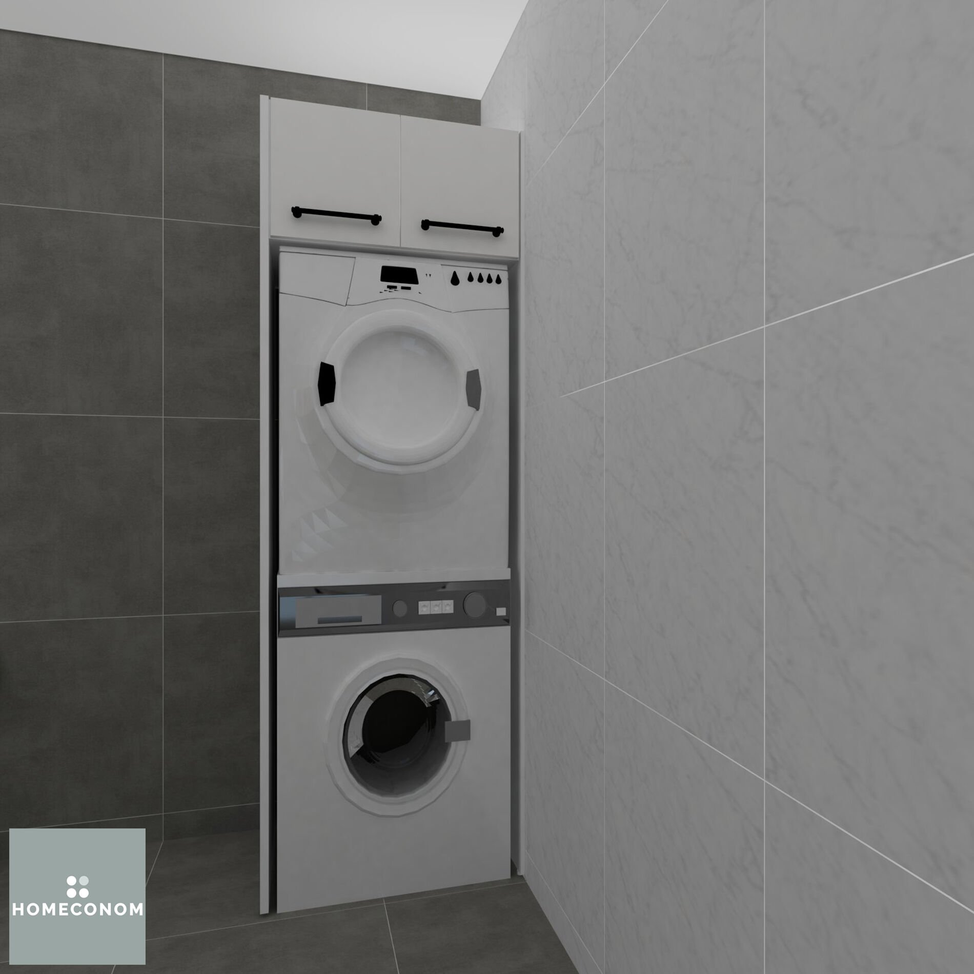 VENTRE 70 MDFlam Parlak Beyaz Çamaşır ve Kurutma Makinesi Ünitesi