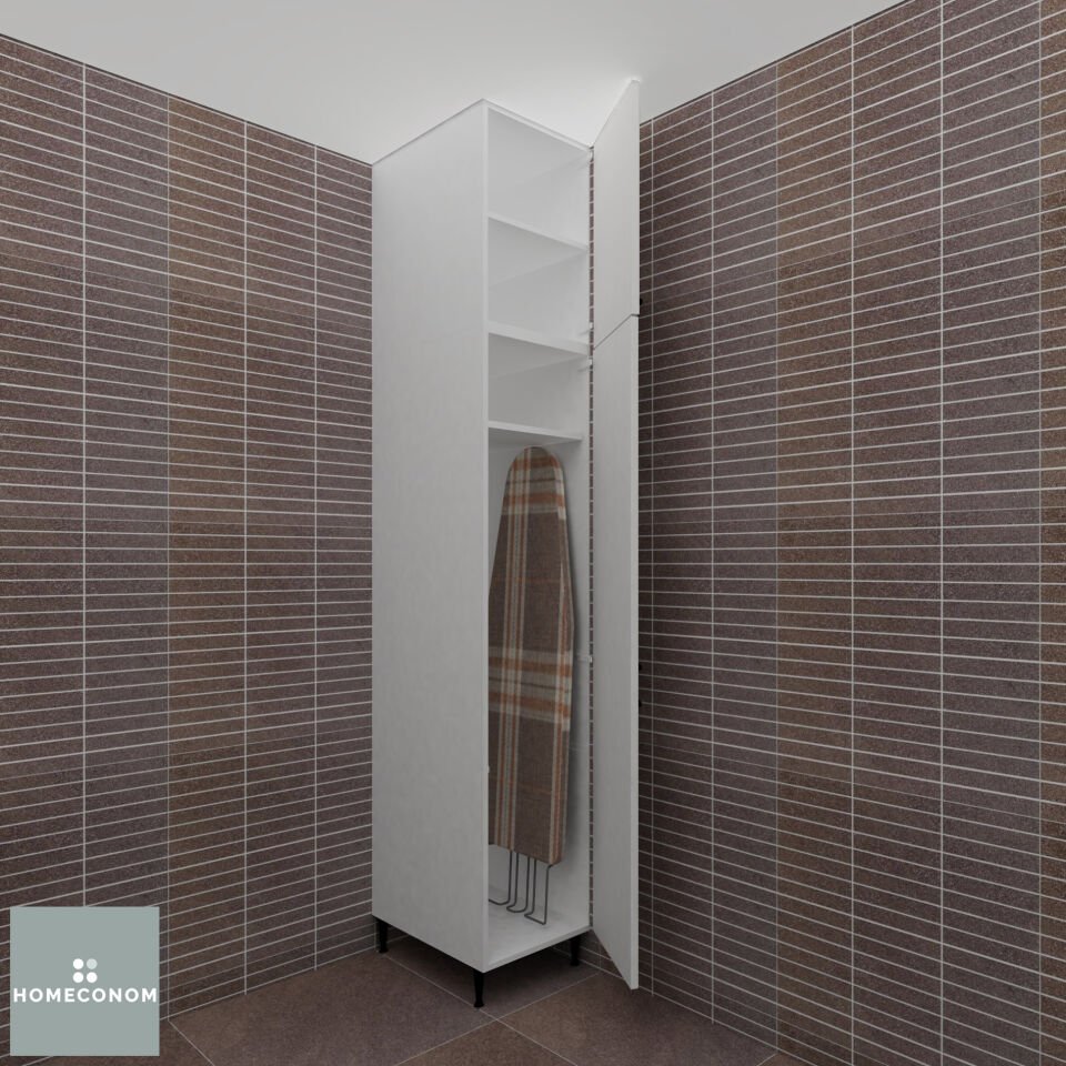 County 45 cm Parlak Beyaz MDF Lam Havlu Ve Ütü Masası Dolabı