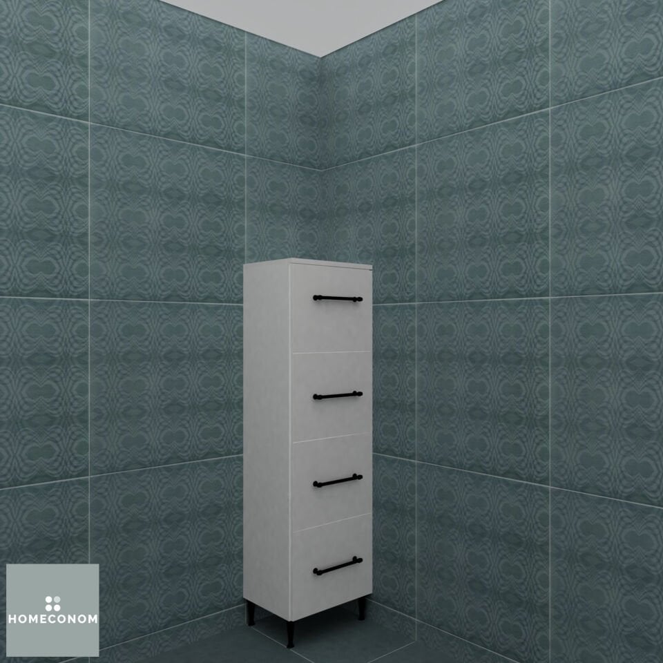 Tetra 45 cm Parlak Beyaz MDF Lam Çekmeceli Yarım Boy Dolabı