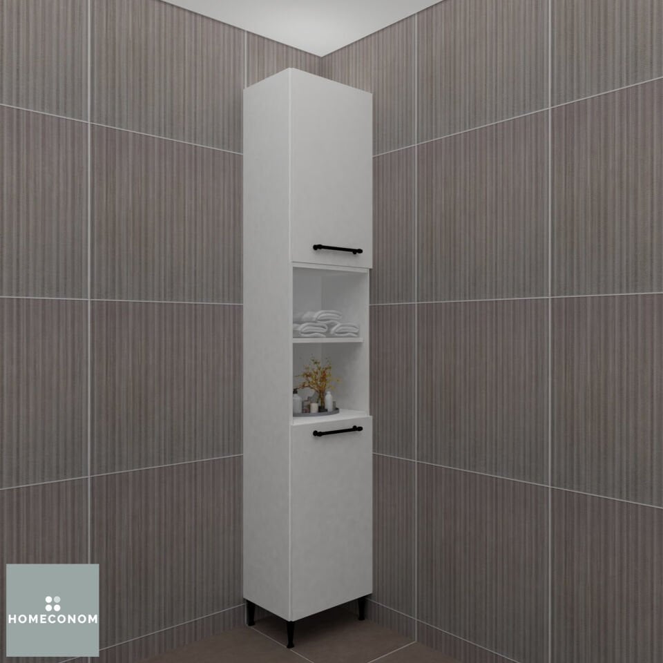 Trio 45 cm Parlak Beyaz MDF Lam Boy Dolabı