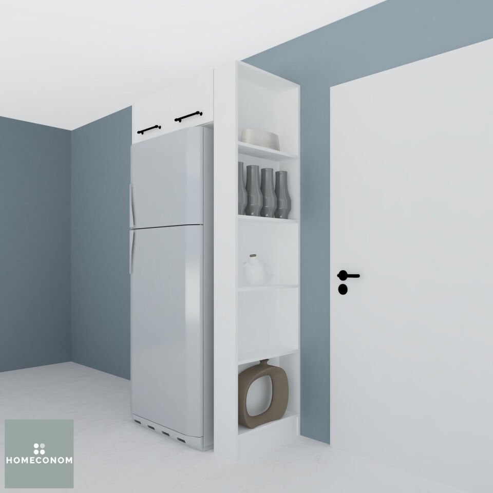 NİŞLİ BUZDOLABI ÜNİTESİ 80 MDFlam Parlak Beyaz