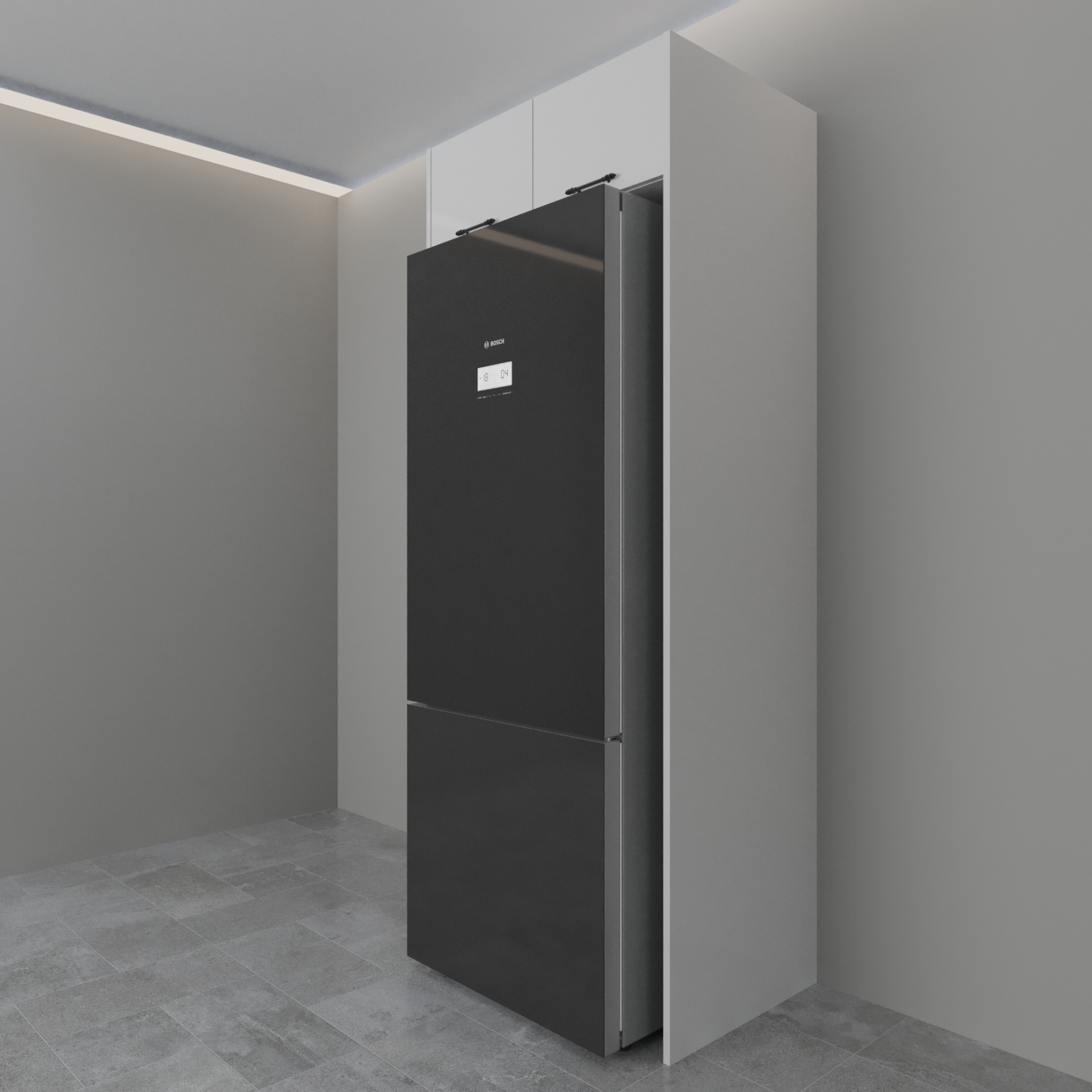 Buzdolabı Ünitesi 85,6 cm Parlak Beyaz MDF Lam