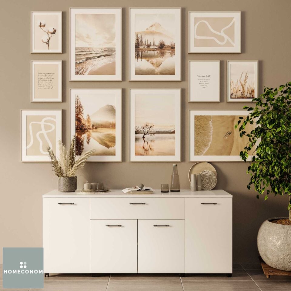 Liada Large 160 cm Parlak Beyaz MDF Lam Tekerlekli Ada Konsol Dolabı