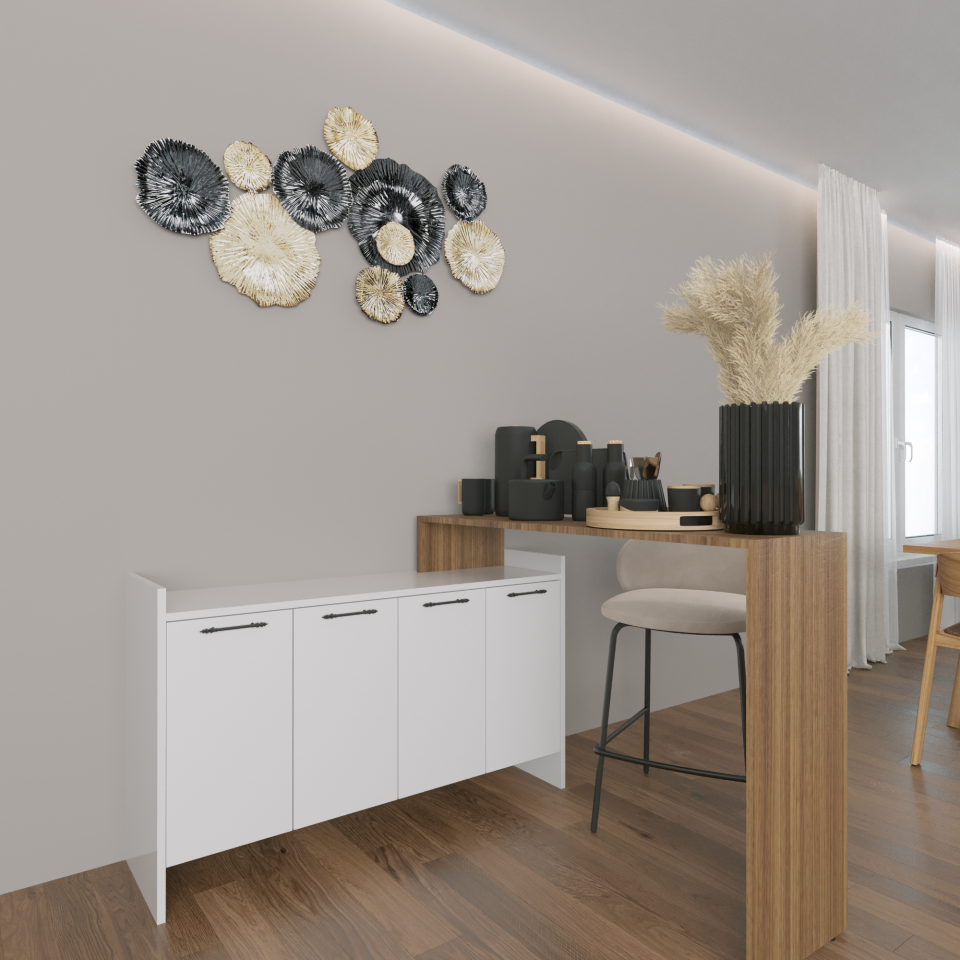 Balisa-L 120 cm Parlak Beyaz & Mat Ceviz MDF Lam Çok Amaçlı Dolap
