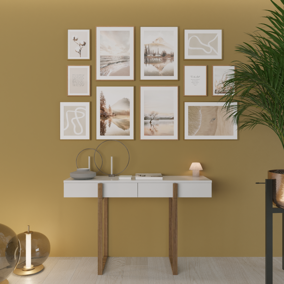 Misis 120 cm Mat Ceviz & Parlak Beyaz MDF Lam Çok Amaçlı Dresuar