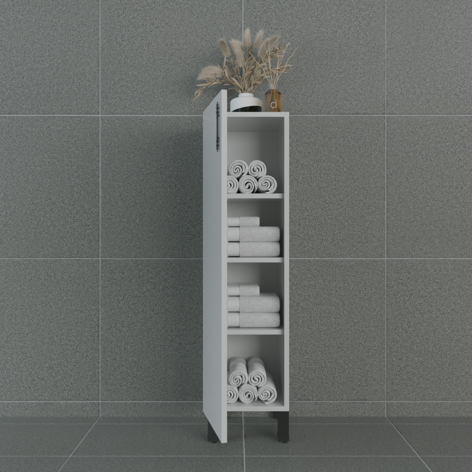 Volans-AL 30 cm Parlak Beyaz MDF Lam Ayaklı Dolap