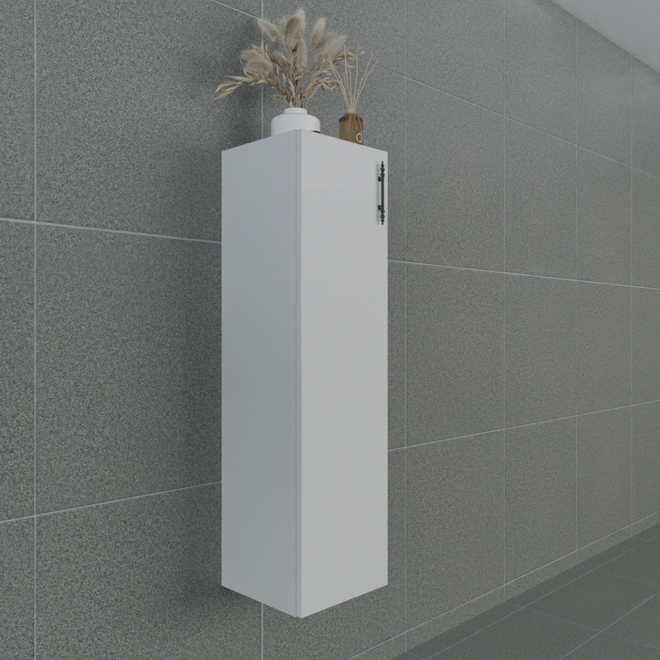 Volans-L 30 cm Parlak Beyaz MDF Lam Asma Havlu Dolabı