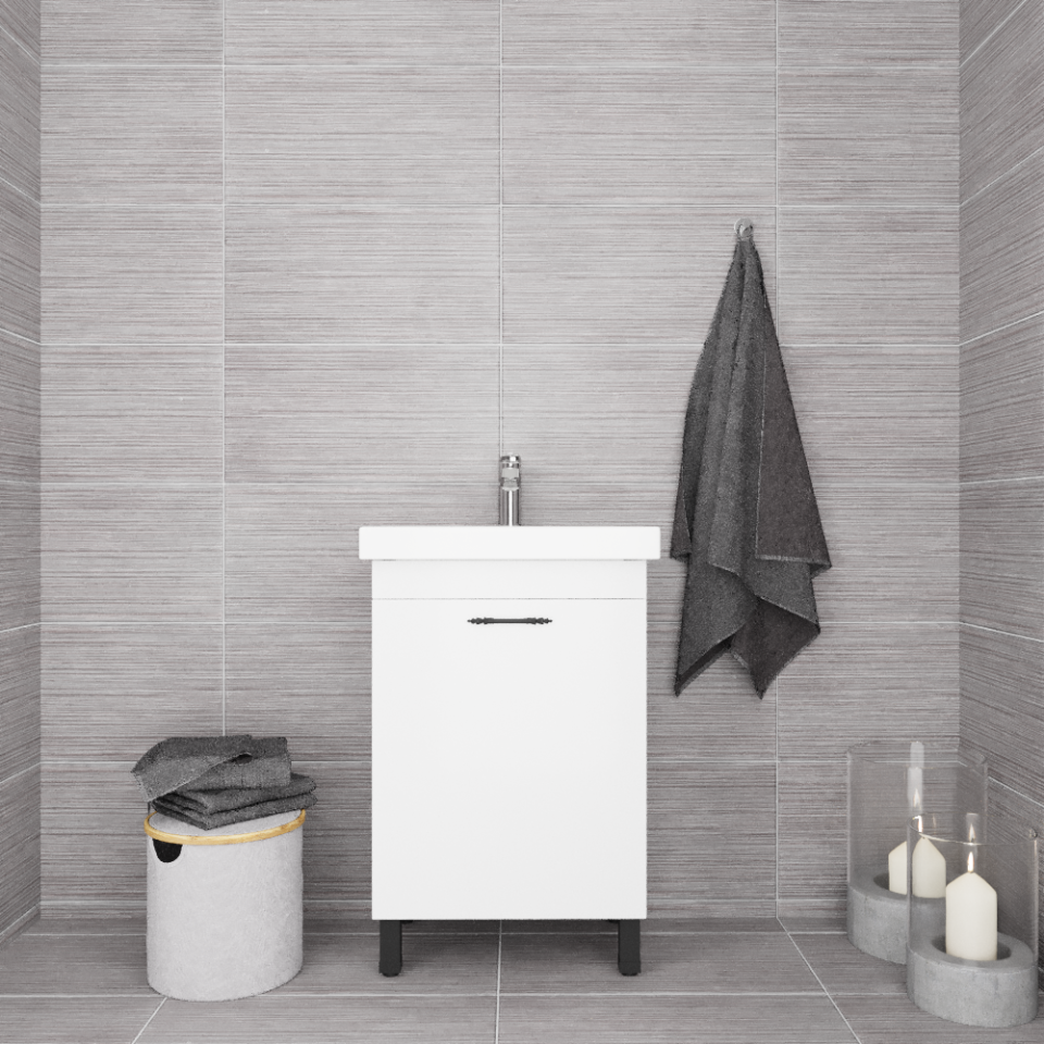 Regnum 51,5 cm Parlak Beyaz MDF Lam Lavabo Dolabı