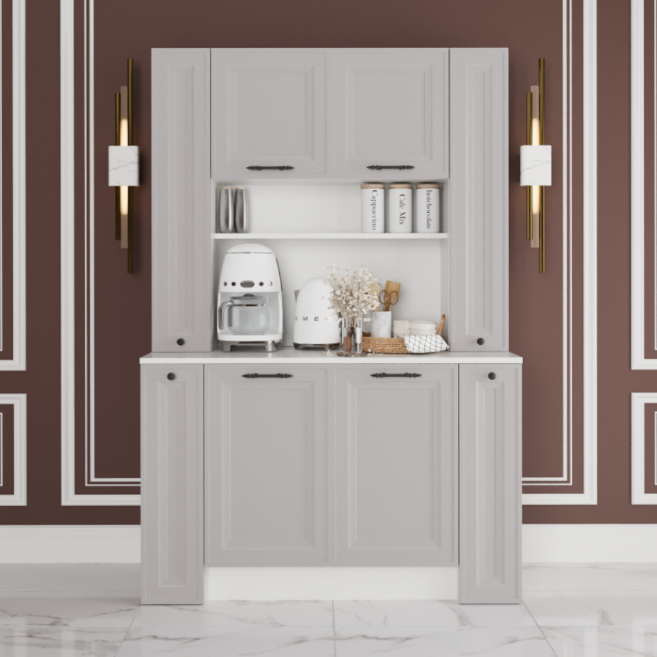 Arilla 120 cm Kahve Köşesi Mat İpeksi Kaşmir Membran Kapaklı Mat Beyaz MDF Lam Gövdeli