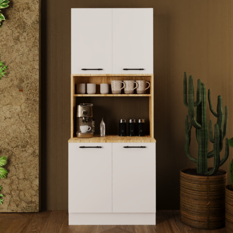 Anitta 80 cm Mat Meşe & Mat Beyaz MDF Lam Kahve Köşesi