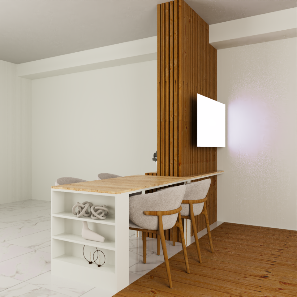 140x70 Özel İmalat Parlak Beyaz & Dokulu Mat Safir Meşe MDF Lam Masa ve Raf