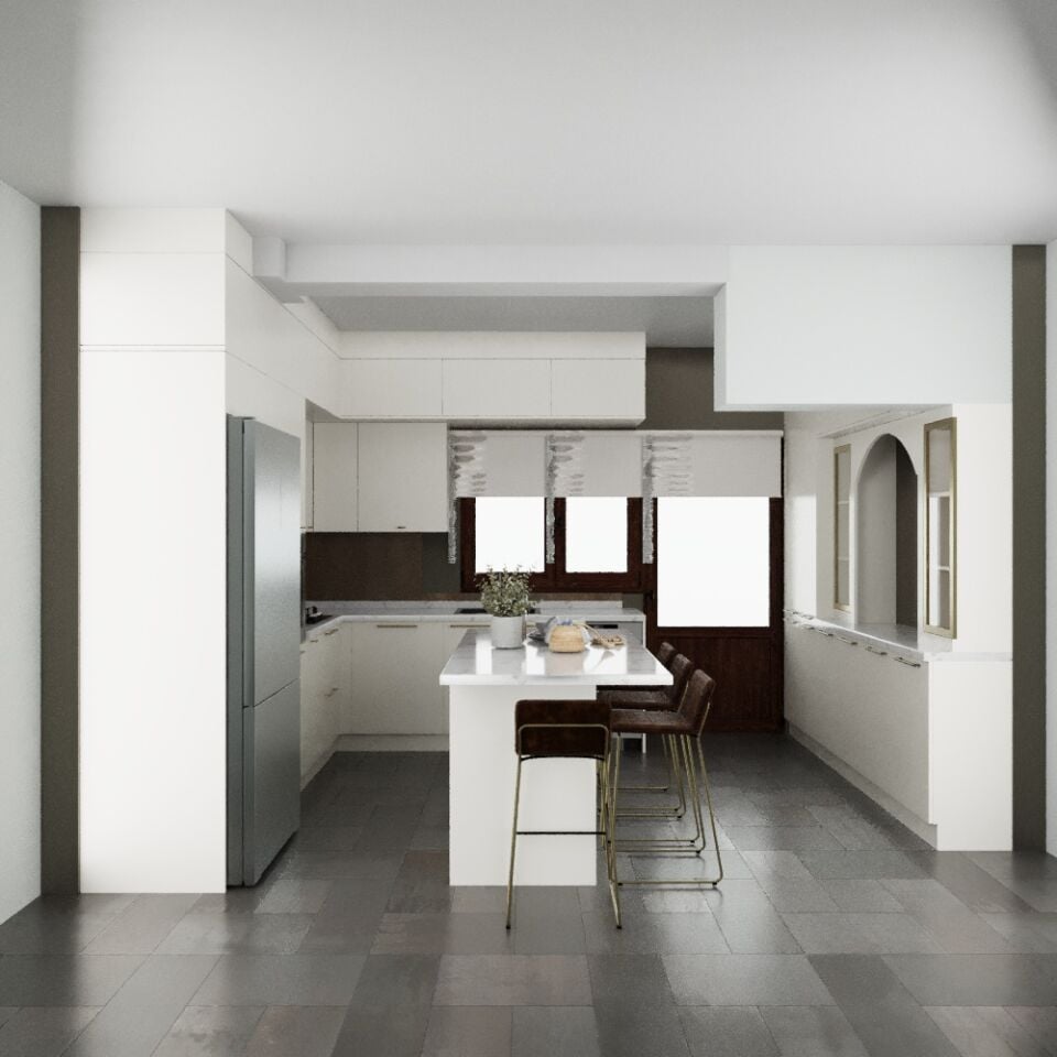 Özel İmalat L Mutfak Dolabı 312,8x257 cm Mat D217 Buz Gri