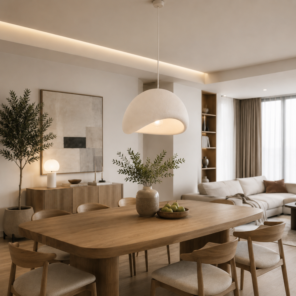 Luna Aura 50 Beton Görünümlü Fiberglass Tekli Sarkıt Aydınlatma 50 cm x 50 cm